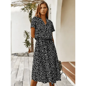 Black and white leopard print dress