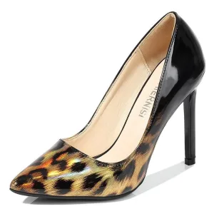 Black leopard print pumps