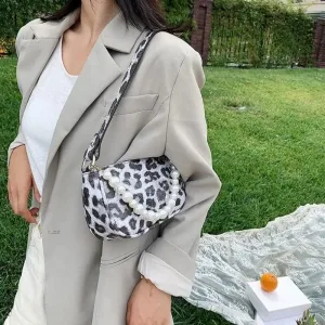 Black leopard print purse