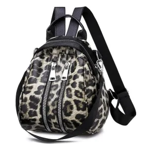 Leather leopard backpack