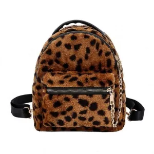 Leopard fur backpack