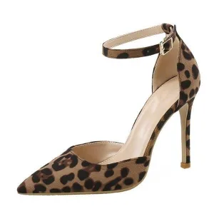 Leopard peep toe pumps