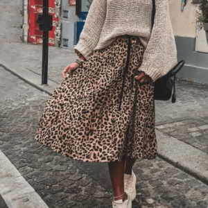 Leopard pleated skirt