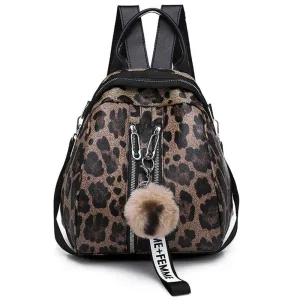 Leopard print backpack purse