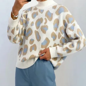 Leopard turtleneck sweater