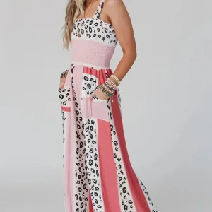 Pink leopard jumpsuit