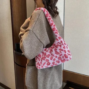 Pink leopard print handbag