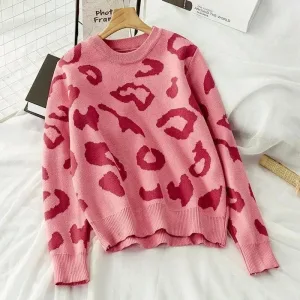 Pink leopard sweater