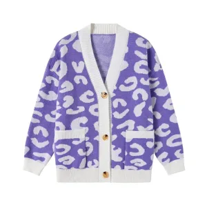 Purple leopard print cardigan