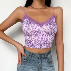 Purple leopard print crop top