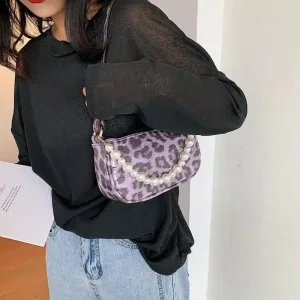 Purple leopard print purse