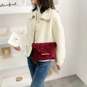 Red and leopard purse