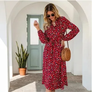 Red leopard dress