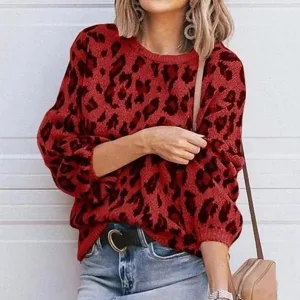 Red leopard sweater