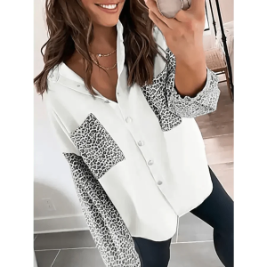 White leopard print blouse