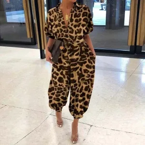 Womens leopard jumpsuit